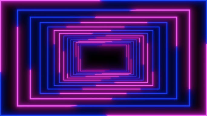4K蓝紫色方形隧道空间无缝循环AA