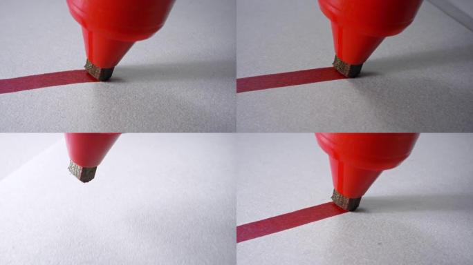 单线，红色毡尖笔画笔教育