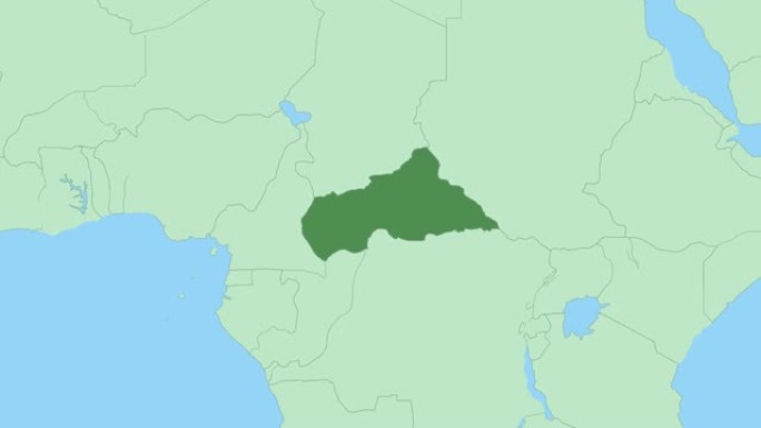 中非共和国地图，带有国家首都的pin。