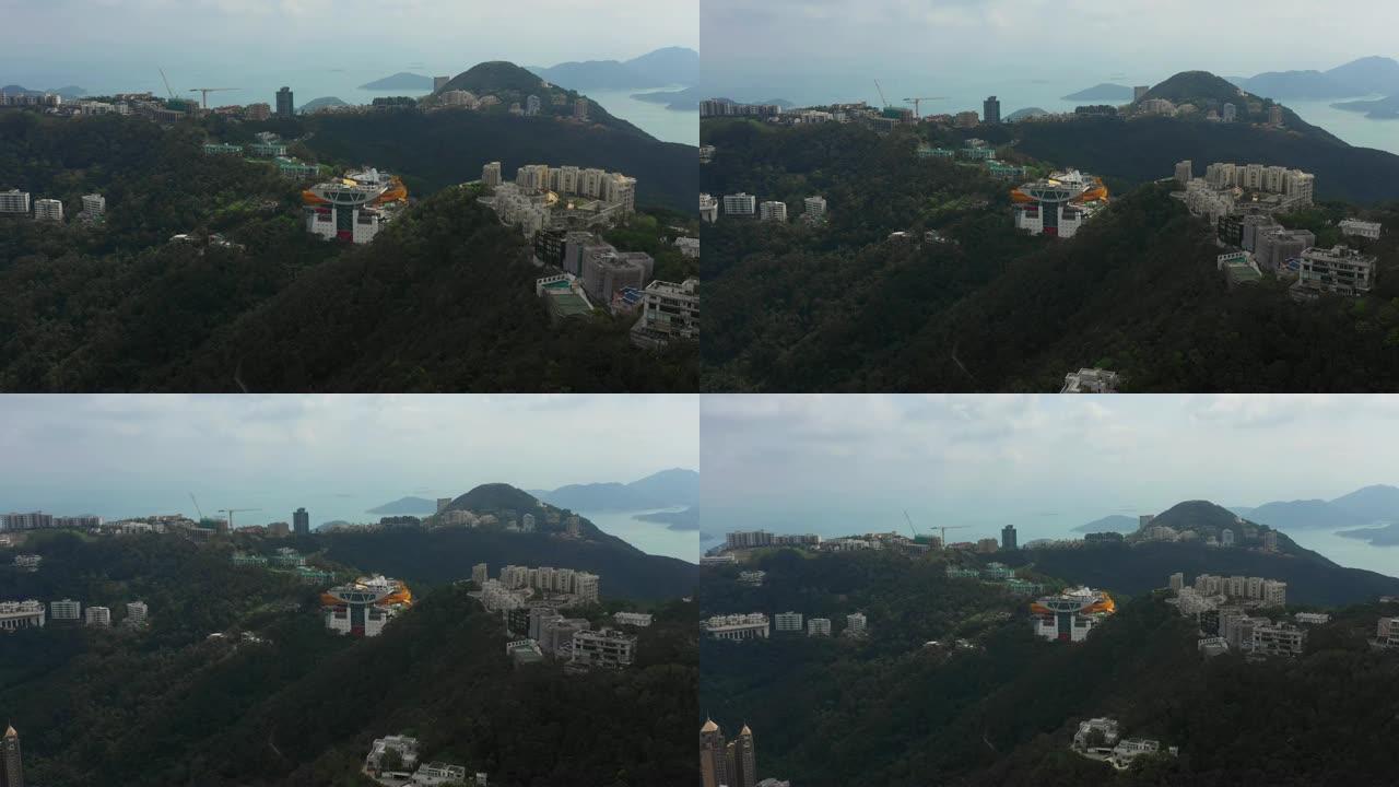 日间时间香港著名的太平山观景综合空中全景4k