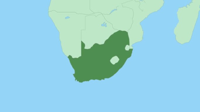 南非地图，带有国家首都的图钉。