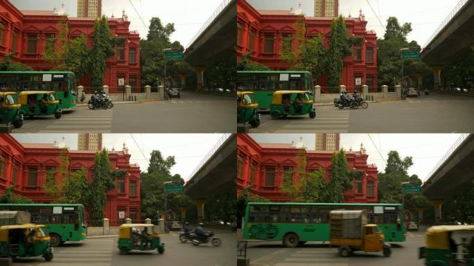 印度班加罗尔市中心交通街十字路口4k全景