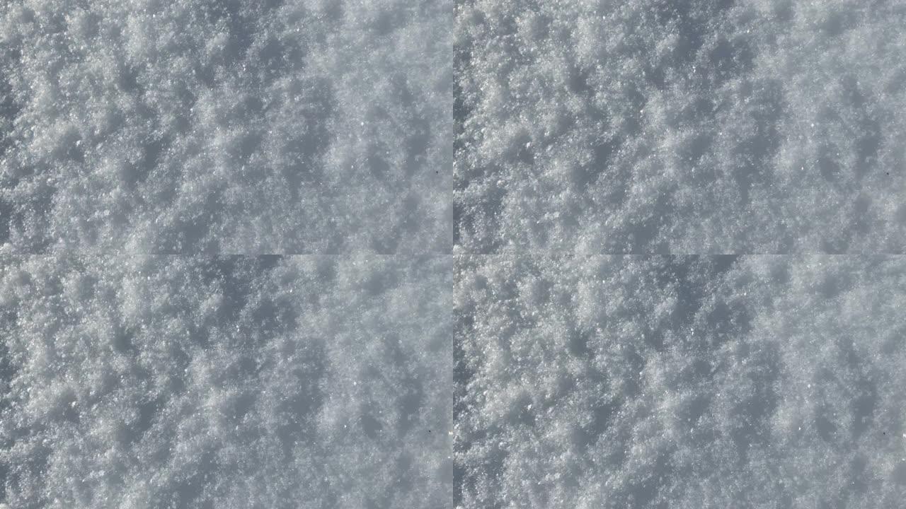 冬季雪晶特写。全屏