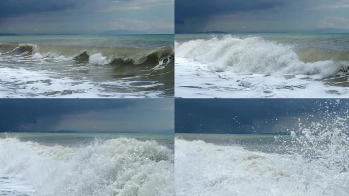 海浪喷涌而出的慢动作