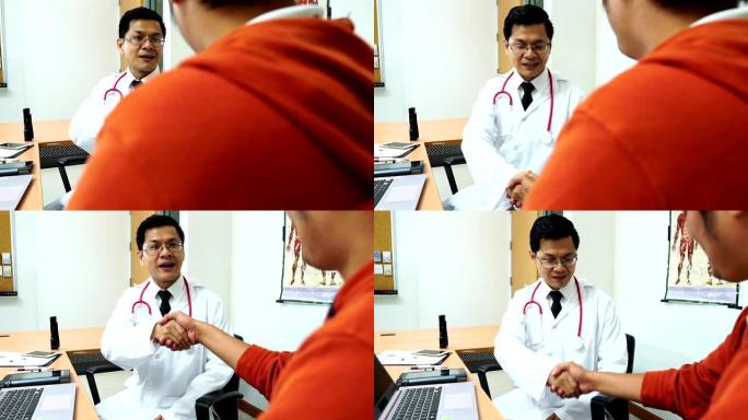 健康的概念: 医生与患者握手