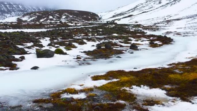 平移冰冻的冰岛景观