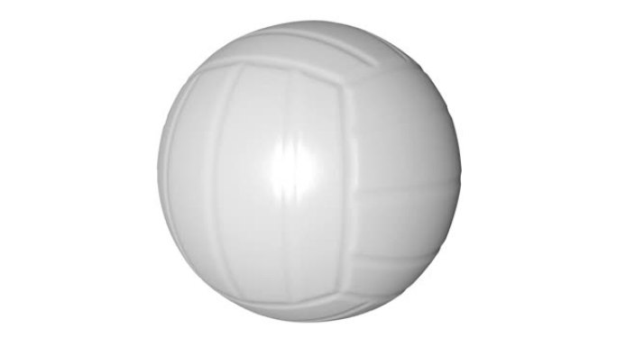 白色背景上的旋转排球球。3d动画