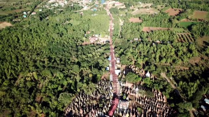 鸟瞰图亚洲浮动村房屋缅甸湖，缅甸因勒湖东南亚，缅甸因勒湖上的浮动花园 (缅甸)