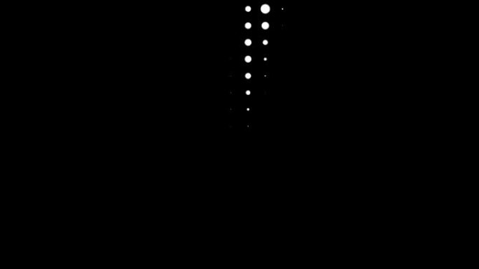 无缝的半色调白点在黑色背景下以探照灯的形式出现和消失