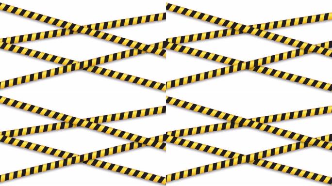 警告胶带危险黑色和黄色警告线交叉。运动背景