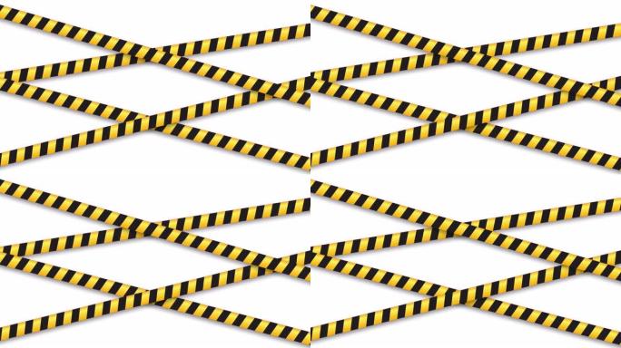 警告胶带危险黑色和黄色警告线交叉。运动背景