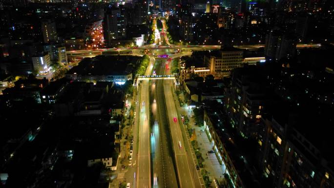 杭州西湖区夜景车流延时摄影