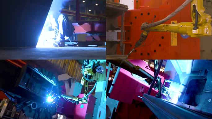 焊工正在焊接一块金属 一台机器被用来制造一块金属 焊工正在焊接一块金属