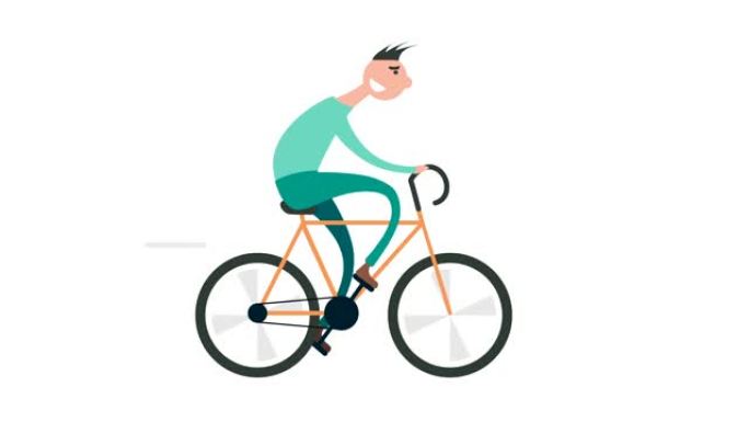 卡通男子自行车公路自行车户外健身。