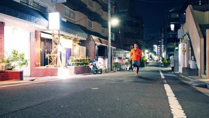 日本东京的夜间跑步
