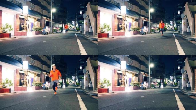 日本东京的夜间跑步