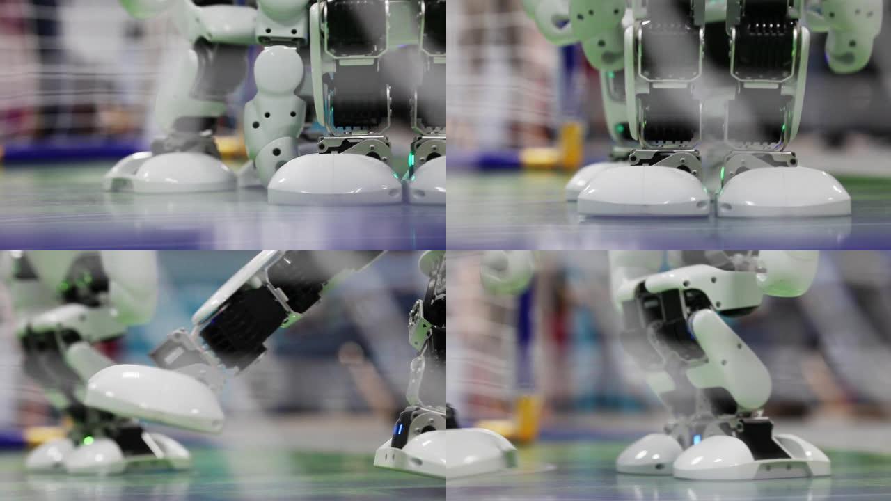 智能人形机器人脚舞的特写