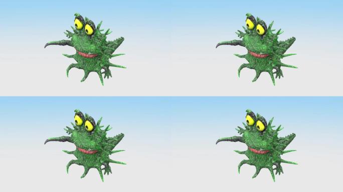 卡通细菌病毒3D渲染