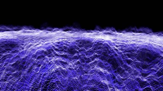 未来抽象蓝白调波形球振荡，可视化波技术带粒子星的数字表面