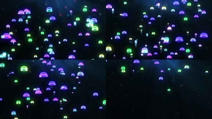 8k多彩粒子水母往上游动