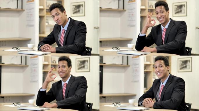 非洲商人在工作中的好标志