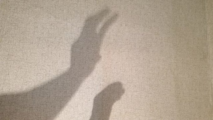 墙上的手的阴影。