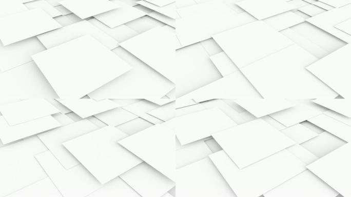 3d抽象背景白色方块动画。电脑渲染塑造镜头。循环。