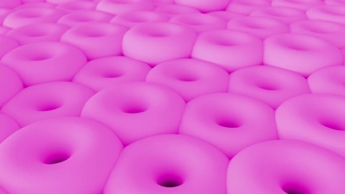 3D抽象粉色圆环形状背景。4k渲染循环动画。