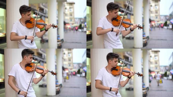 街头艺人拉小提琴