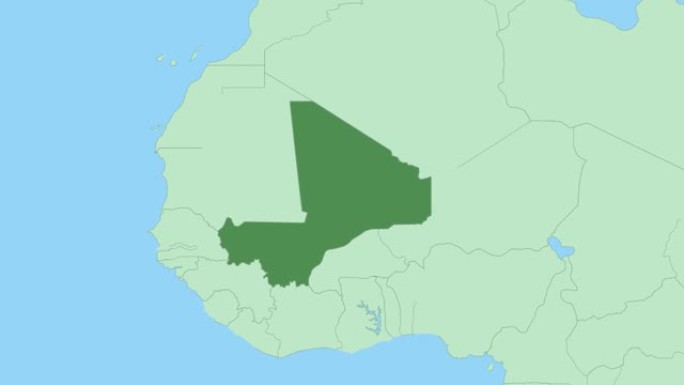 马里地图与国家首都的pin。