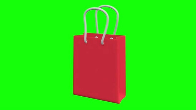 红色购物销售空白包。3d渲染运动动画