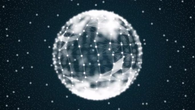 Plexus蓝色抽象球体背景3d渲染。