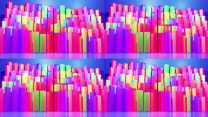 从多颜色的列行中的抽象信息图表，用于分析广播的美丽背景。明亮的循环背景，动画流畅。适用于金融主题的酒