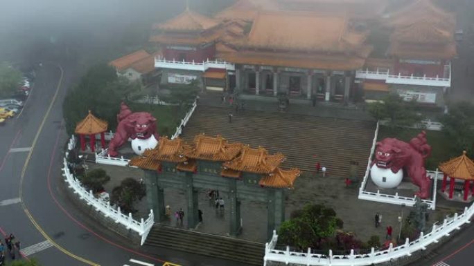 台湾南投日月潭文武寺夜景(日月潭文武寺)