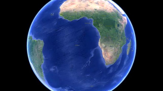 纳米比亚带国旗。太空中的3d地球-纳米比亚外变焦