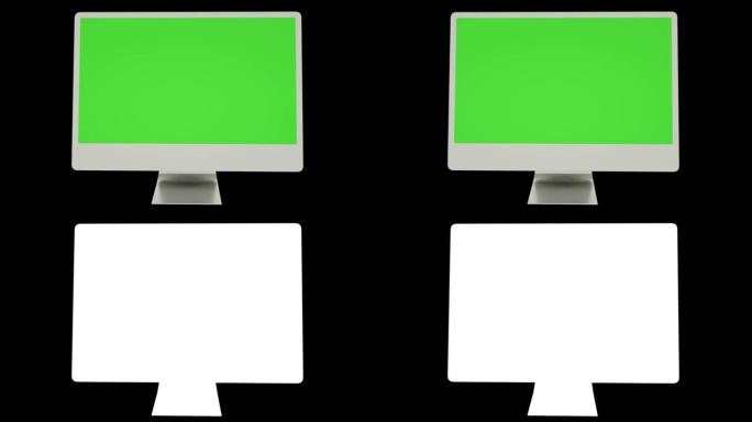 绿屏逼真的空电脑显示屏。阿尔法通道包括