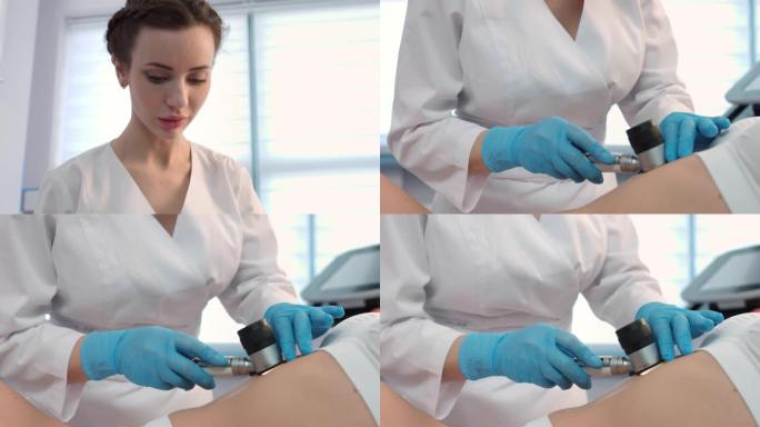 女性皮肤科医生使用皮肤镜检查患者皮肤