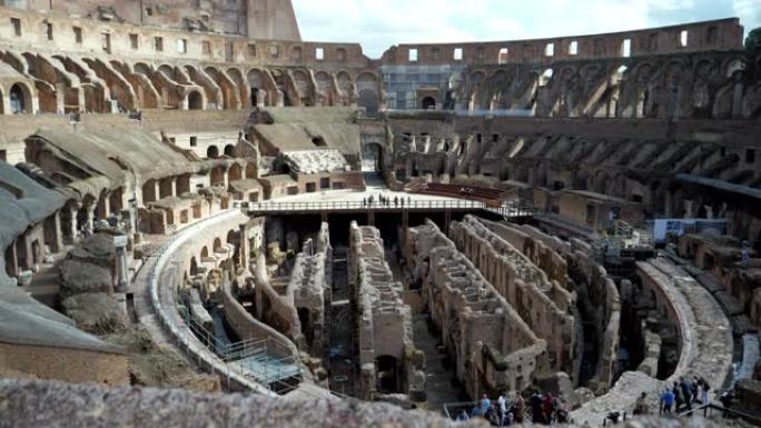 罗马斗兽场和地下城废墟层的全景