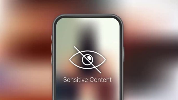 敏感的照片内容。内容不当。互联网安全概念。注意标志。库存插图。
