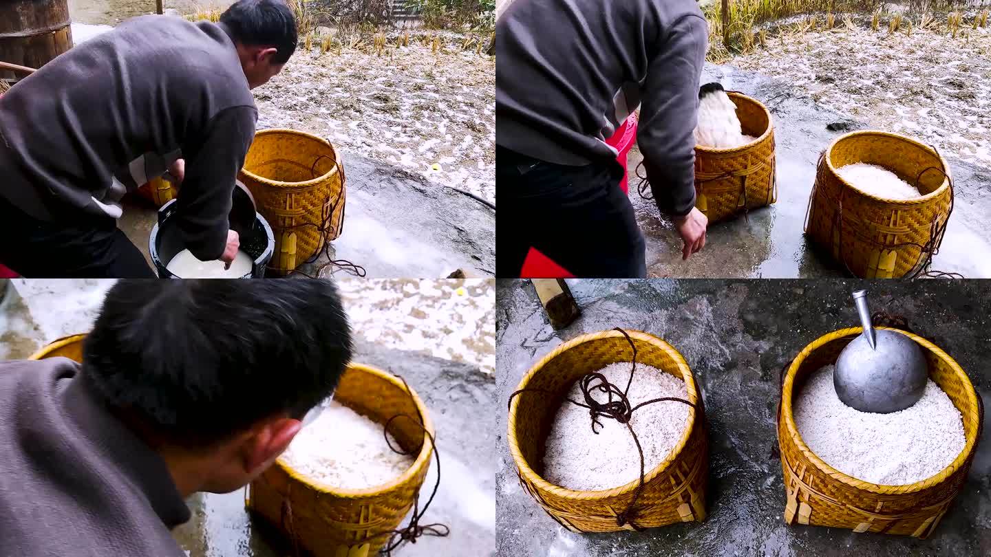 传统手工糯米糍粑工艺1浸泡洗米