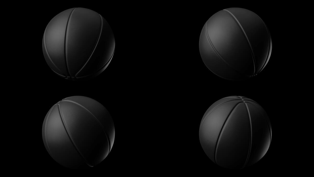 黑色背景上的黑色篮球球。