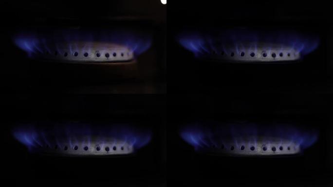 厨房炉灶上的燃气燃烧食品库存视频
