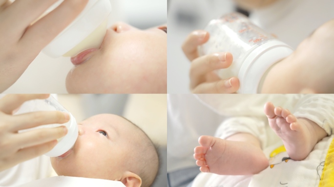 婴儿喝奶 奶瓶喂养 喝奶粉