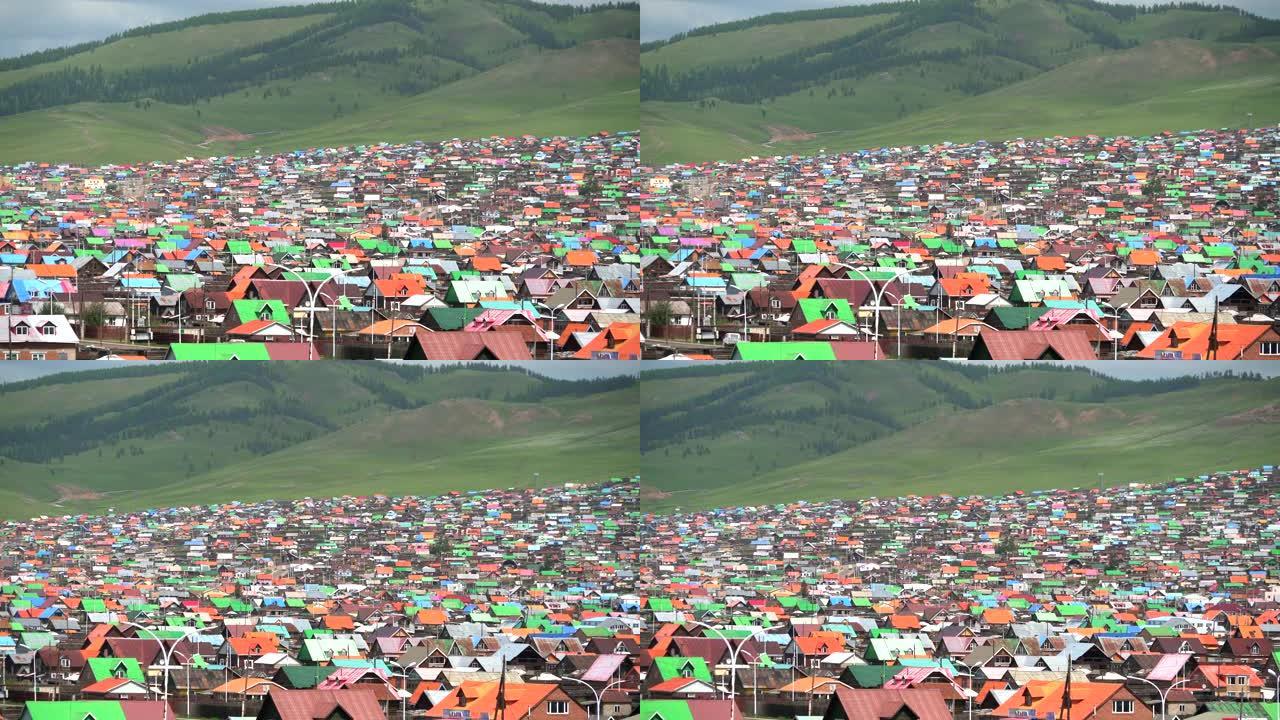 蒙古国色彩房屋城市景观