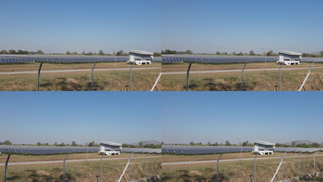 太阳能电池板农场是减少二氧化碳或空气污染的替代能源。