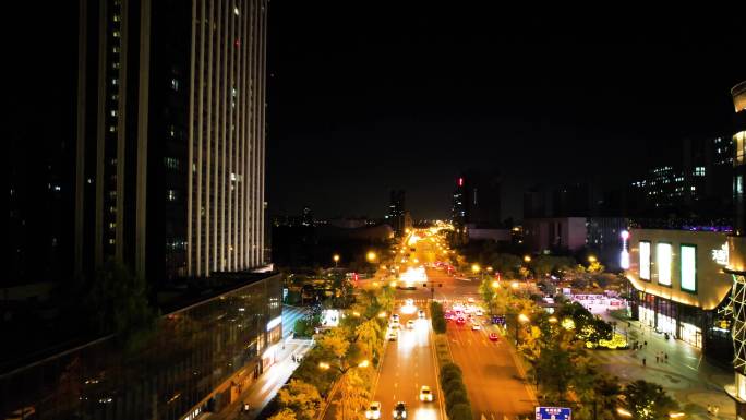 杭州钱塘区高沙路夜景航拍9