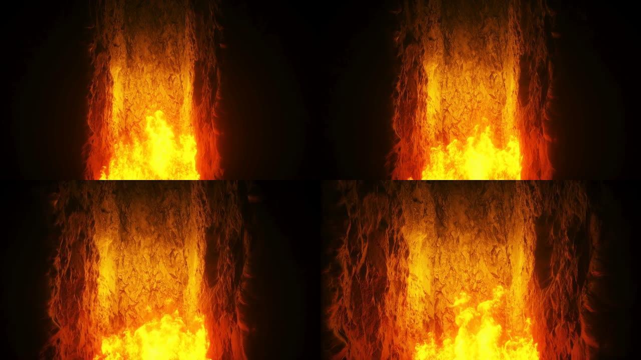 罪人落入地狱之火。宗教概念。逼真的4k动画。