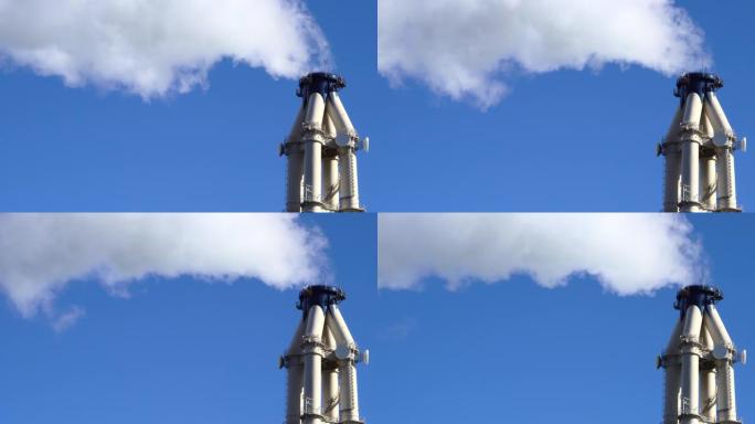 白烟的细节。烟囱二氧化碳排放全球空气气候