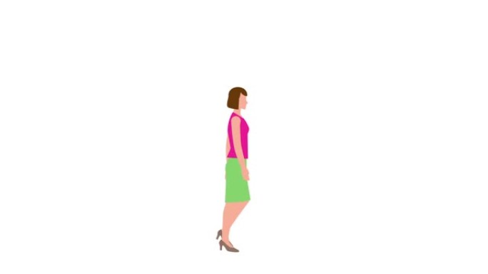 从侧面看到一个走路的女人。插图视频材料