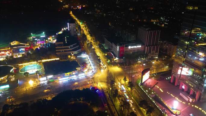 南京市鼓楼区车流夜景航拍延时4